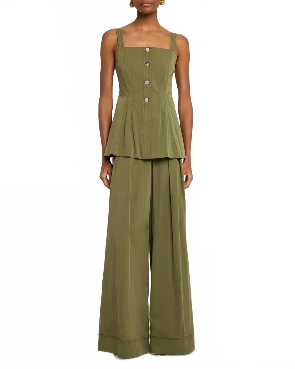 NEW VERONICA BEARD women's kariselle sleeveless square-neck top in army